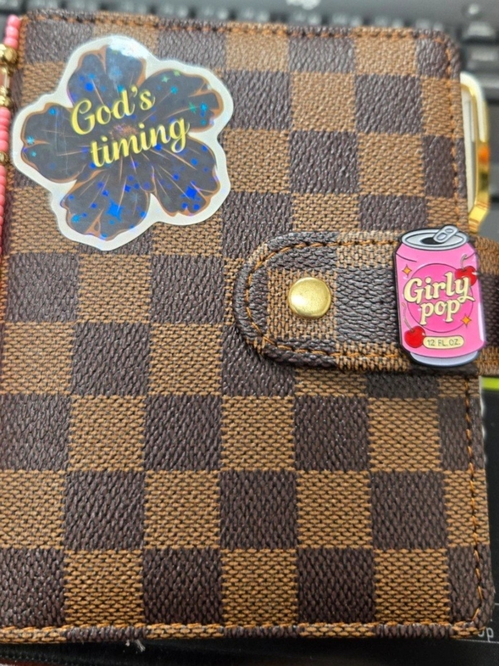 Decorated & Pre-Filled Brown Checkered A7 Wallet Case (Agenda Planner)